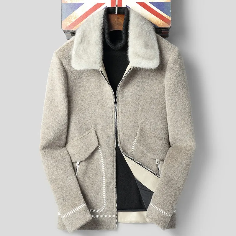 Высококачественная роскошная мужская Толстая теплая куртка зимнее шерстяное