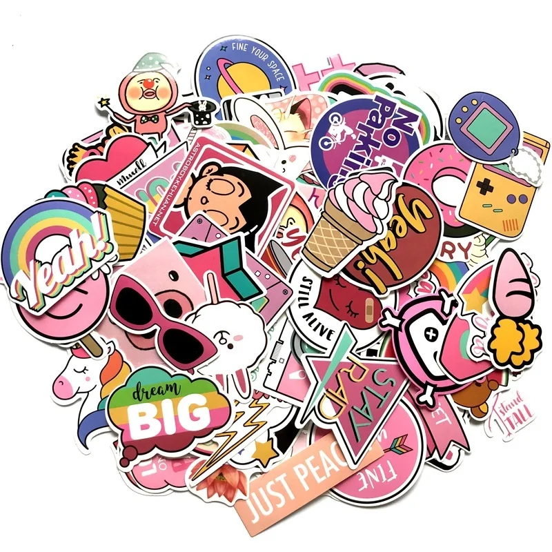 Милые и красочные розовые женские бумажные наклейки для студентов ежедневный