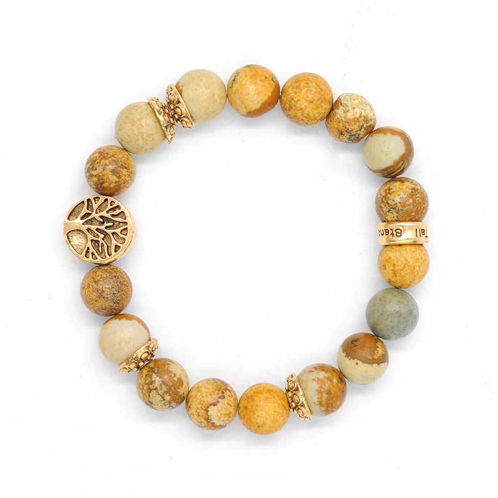 Чешский поп-древо жизни многоцветный Натуральный камень браслет регулируемый