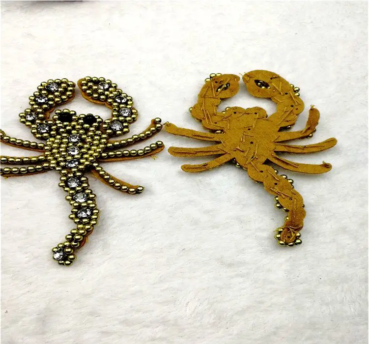 Стразы паук-Скорпион нашивка из бисера для шитья одежды аппликации сумки обуви