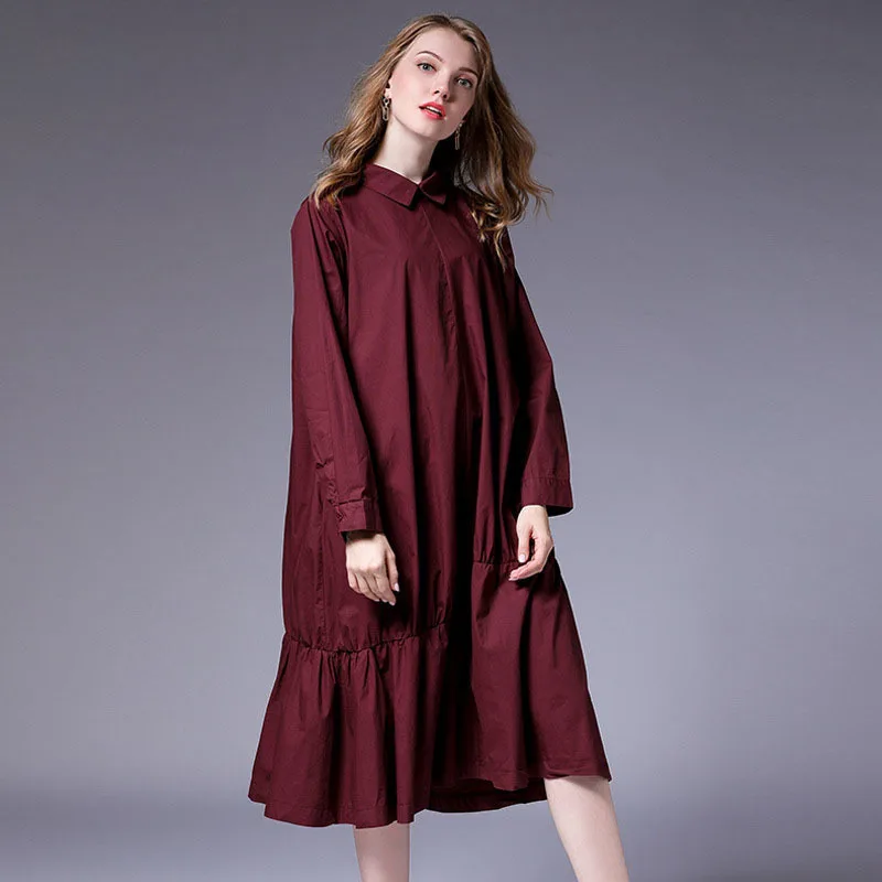 Женское плиссированное платье LANMREM повседневное свободное большого размера с