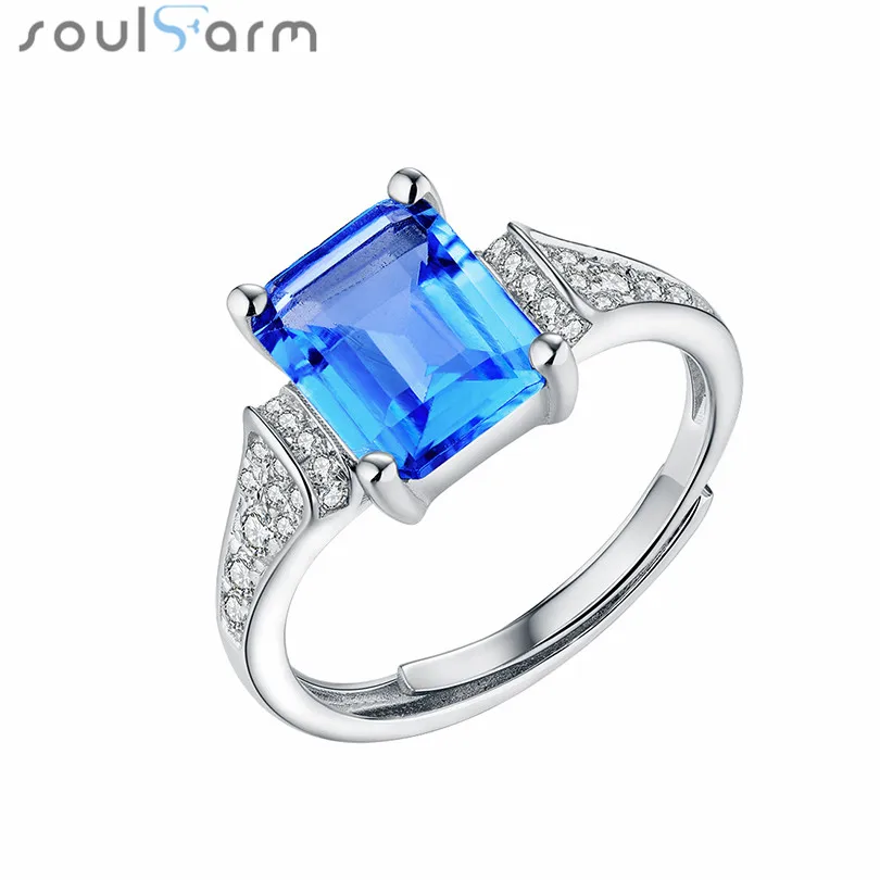 2.8ct Природный Голубой топаз свадебное Кольца или Для женщин 925