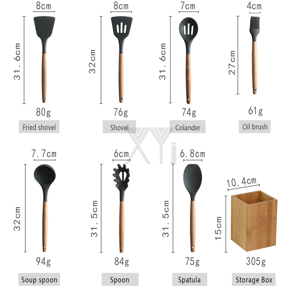 XYj Премиум силиконовая кухонная утварь набор из нержавеющей стали нож блок