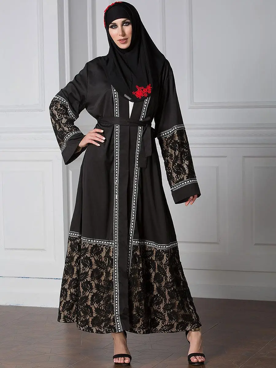 Abaya Дубайский мусульманский женский кимоно кафтан открытый передний кардиган