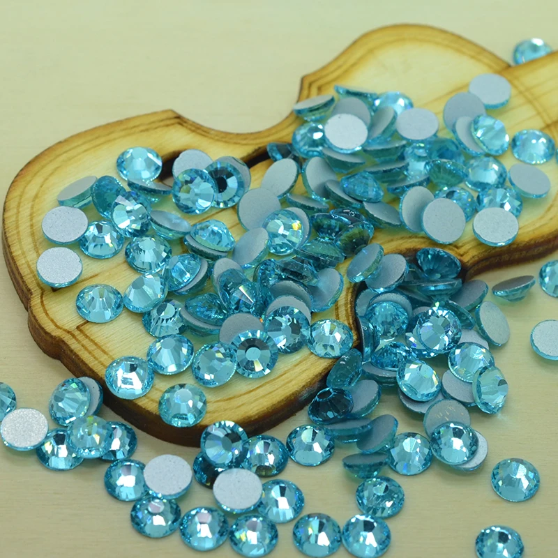 Аквамариновые плоские задние Стразы для нейл-арта клей на кристаллах/Стразы без