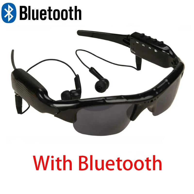 With Bluetooth 1080P Bluetooth соединение телефон очки солнцезащитные очки камера Музыка Видео Рекордер DVR DV MP3 видеокамера музыкальные очки с наушником - Цвет: With Bluetooth