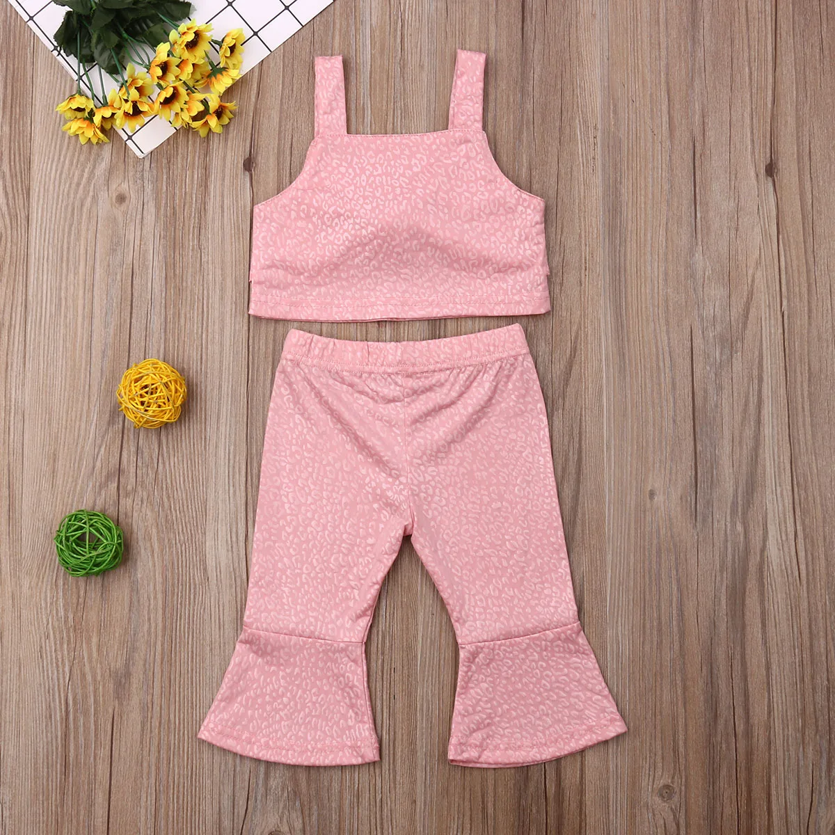 AU/детская одежда из 2 предметов для маленьких девочек летний розовый укороченный