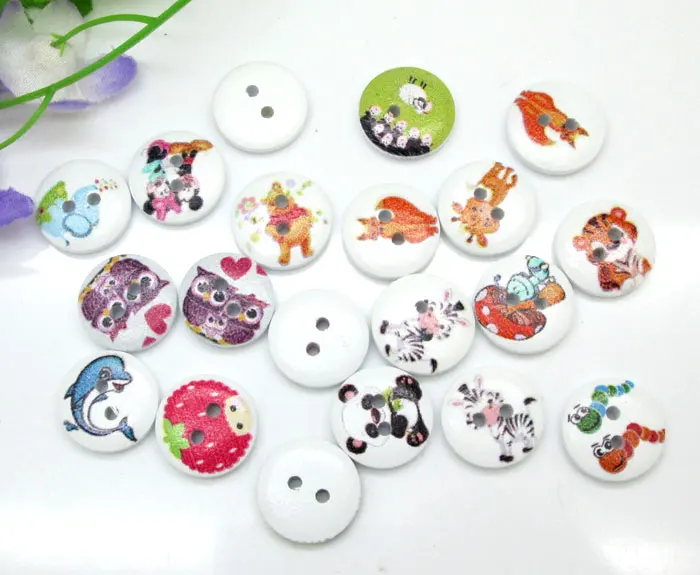 100 шт. круглые деревянные пуговицы в виде животных 15 мм|wooden buttons|buttons for clothesbuttons buttons