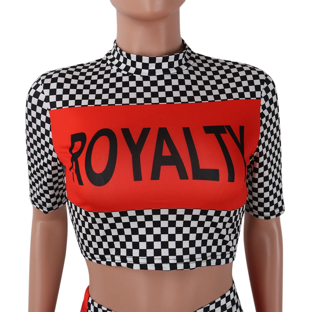 

Fitness Tracksuit Plaid Two Piece Sets Women Letter Print Crop Tops and Long Pants Women Fashion Casual Tracksuit Sweat Suits