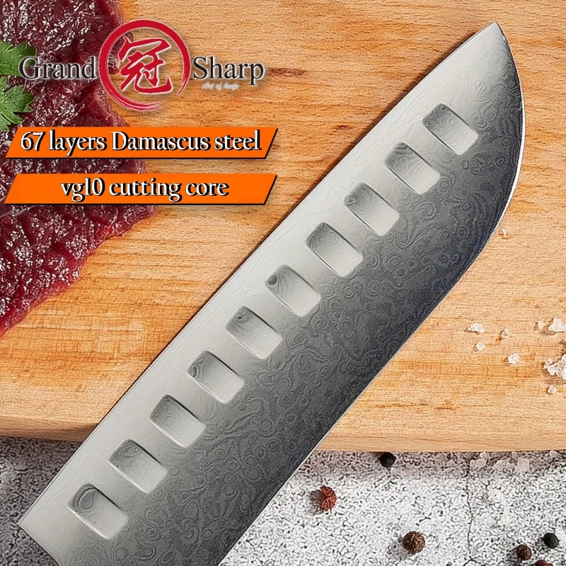 Кухонные ножи Santoku 7 дюймов vg10 японские Дамасские 67 слоев шеф-повара кухонные