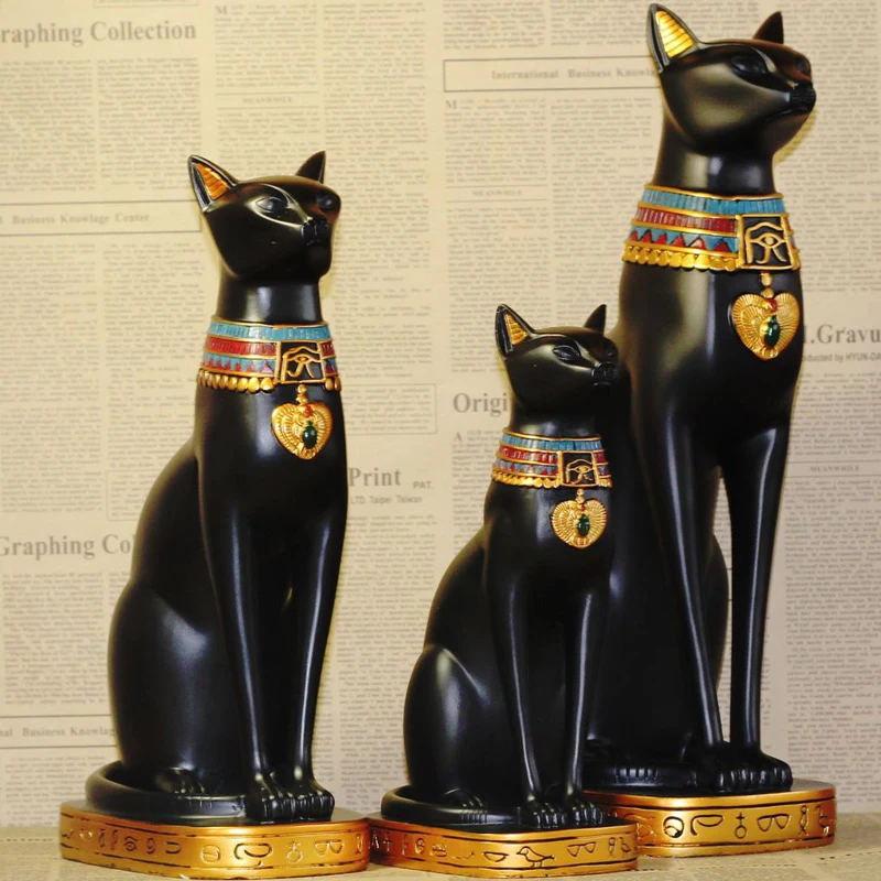 Feng Shui Egypt Moon Goddess Bastet Incarnation Cat God Figurine Egyptian Resin Home Office Desktop Decor Craft | Дом и сад