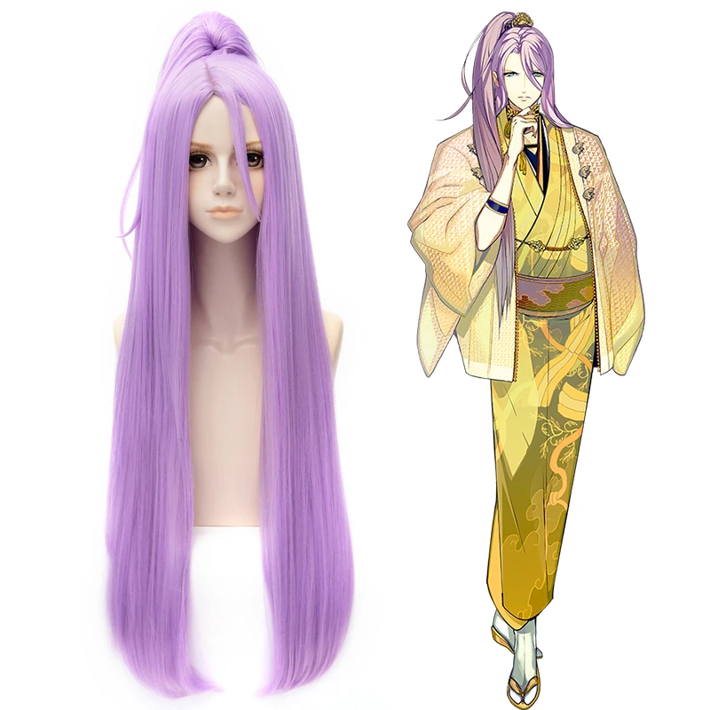 Аниме Touken Ranbu Онлайн Hachisukakotetsu Hachisuka Kotetsu Парик Косплей Светло Фиолетовый Длинные