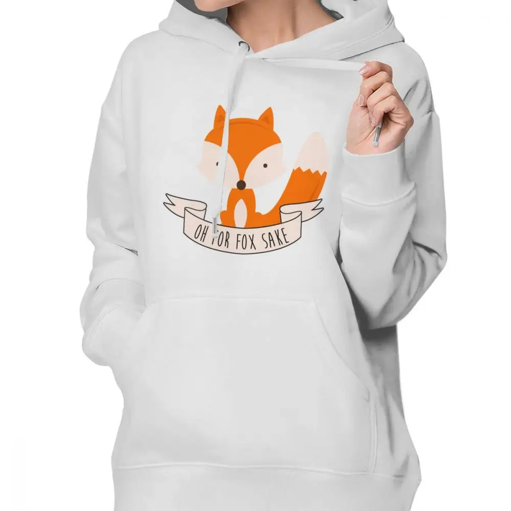 Толстовка Pun Oh For Fox Sake, толстовки большого размера, уличная одежда, толстовки, женские трендовые хлопковые с принтом, белый пуловер с длинным рукавом, худи - Цвет: Белый
