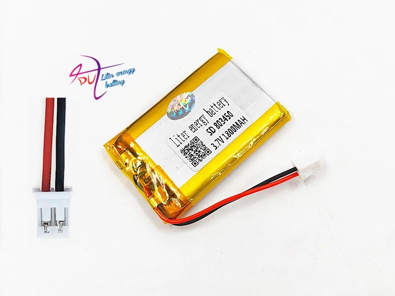 JST PH 2,0 мм 2pin 3,7 в 1800 мАч литий-полимерная LiPo аккумуляторная батарея с разъемом для MP3 DVD PAD камеры gps ноутбука 803450