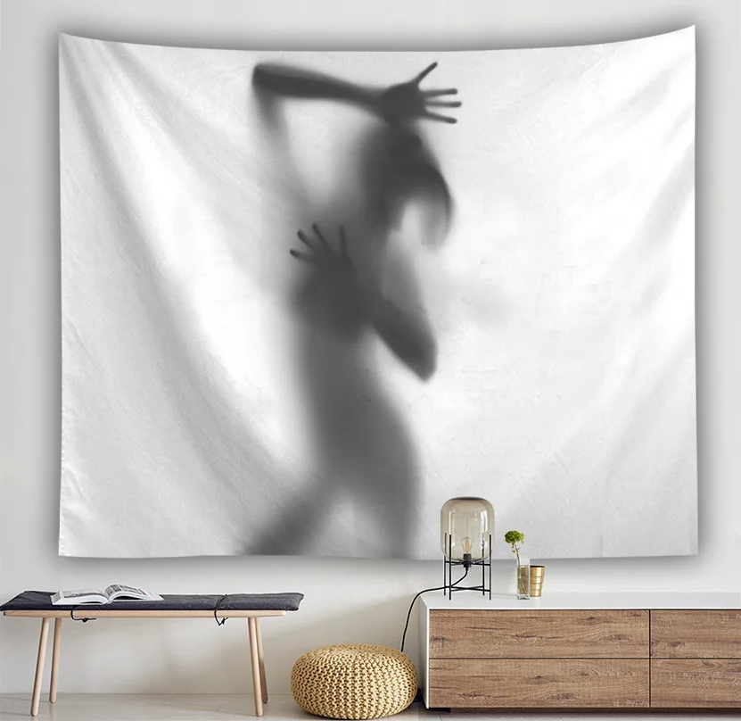 Черно белое гобеленовое настенное одеяло сексуальное боди линия гобелен