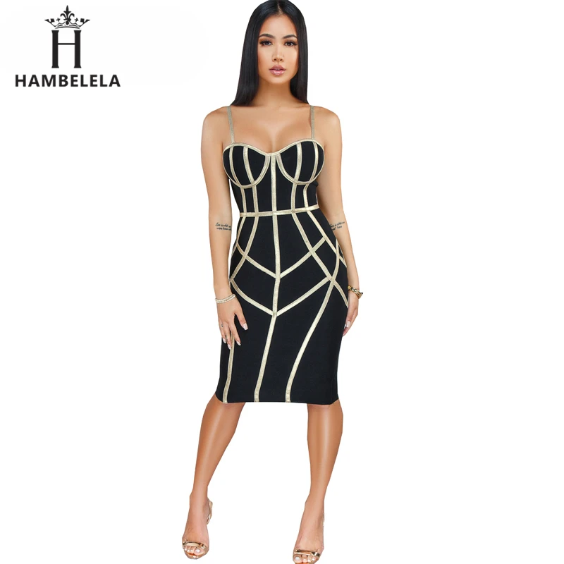 HAMBELELA 2020 Women Bandage Dress Sexy Spaghetti Strap Sheath Club Fashion Evening Party Celebrity Ladies Summer Dresses | Женская