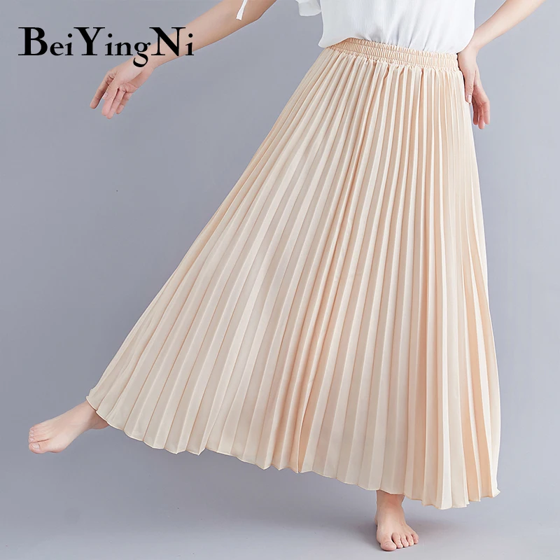 Женская винтажная юбка макси Beiyingni 2019 10 цветов однотонная эластичная