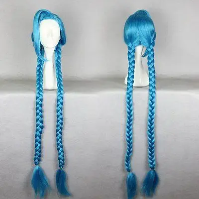 FREE SIPPING hot sale @ &gt&gt&gtSupreme Synthetic Hair Hero Jinx Long Blue Braid Cosplay Costume Wig |