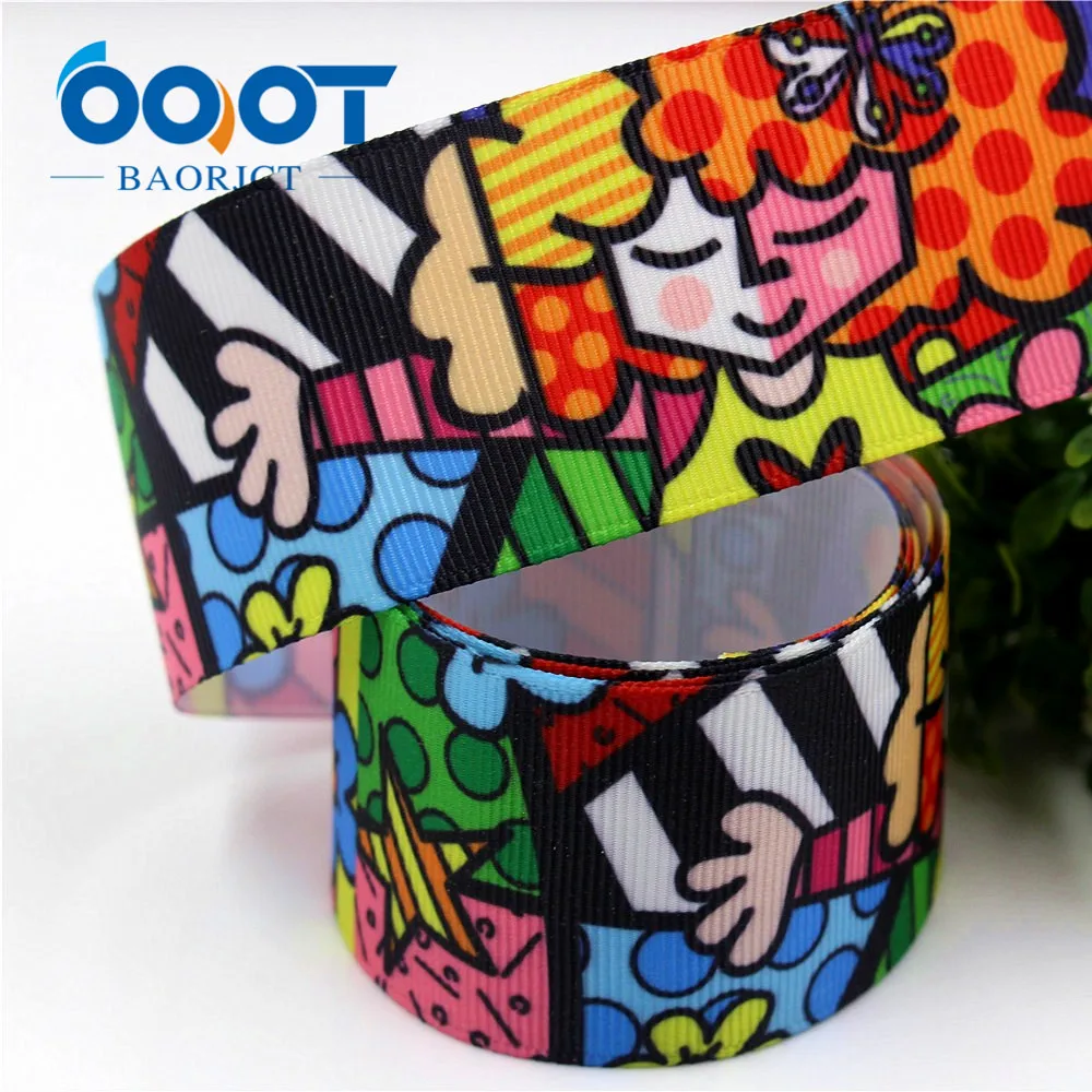 OOOT BAORJCT 1711089 38 мм 10 ярдов Мультяшные ленты термопечать grosgrain Свадебные аксессуары