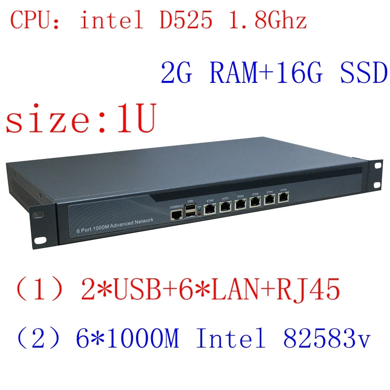 Intel D525 1U сетевой сервер с ушами 1000 м поддержка Gigabyte LAN ROS PFSense Panabit Wayos 2G RAM 16G SSD |