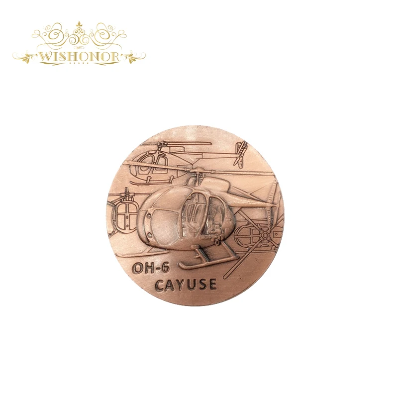 Американская монета вертолет OH 6 CAYUSE сувенирная с бронзовым покрытием|coin military|coin