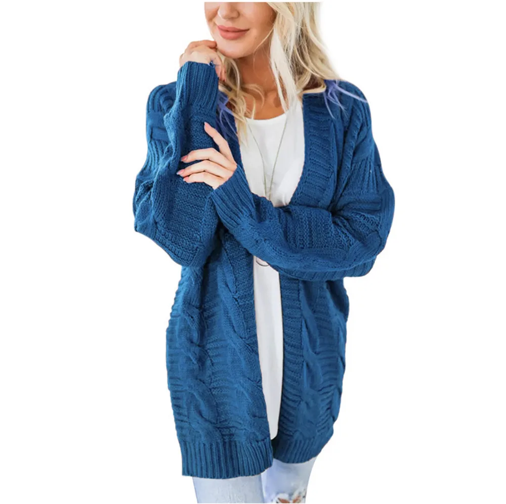 

AIUJXK New Arrival 2019 Women Autumn Winter Knitted Cardigans Plus Size Loose Long Sleeve Warm Sweater Female Cardigan Knit Coat