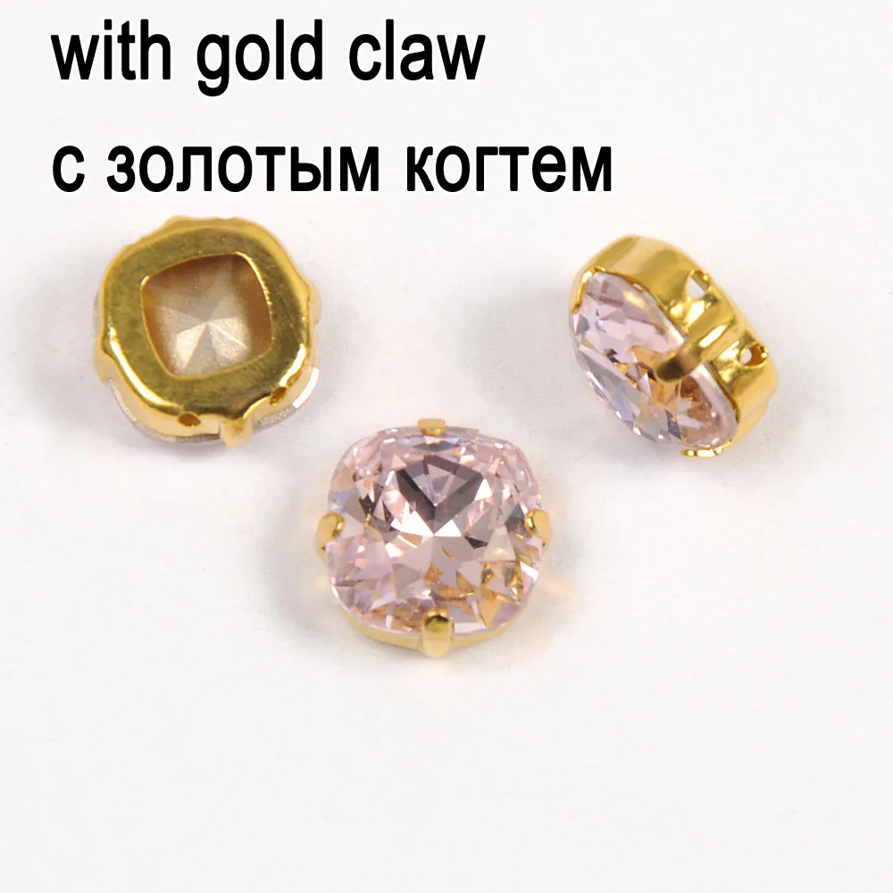 Crystal with gold Светильник в виде Розы, подвески, камни, Хрустальное стекло, пришивные стразы с когтями, применяются к одежде, аксессуары для украшения платья - Цвет: Crystal with gold