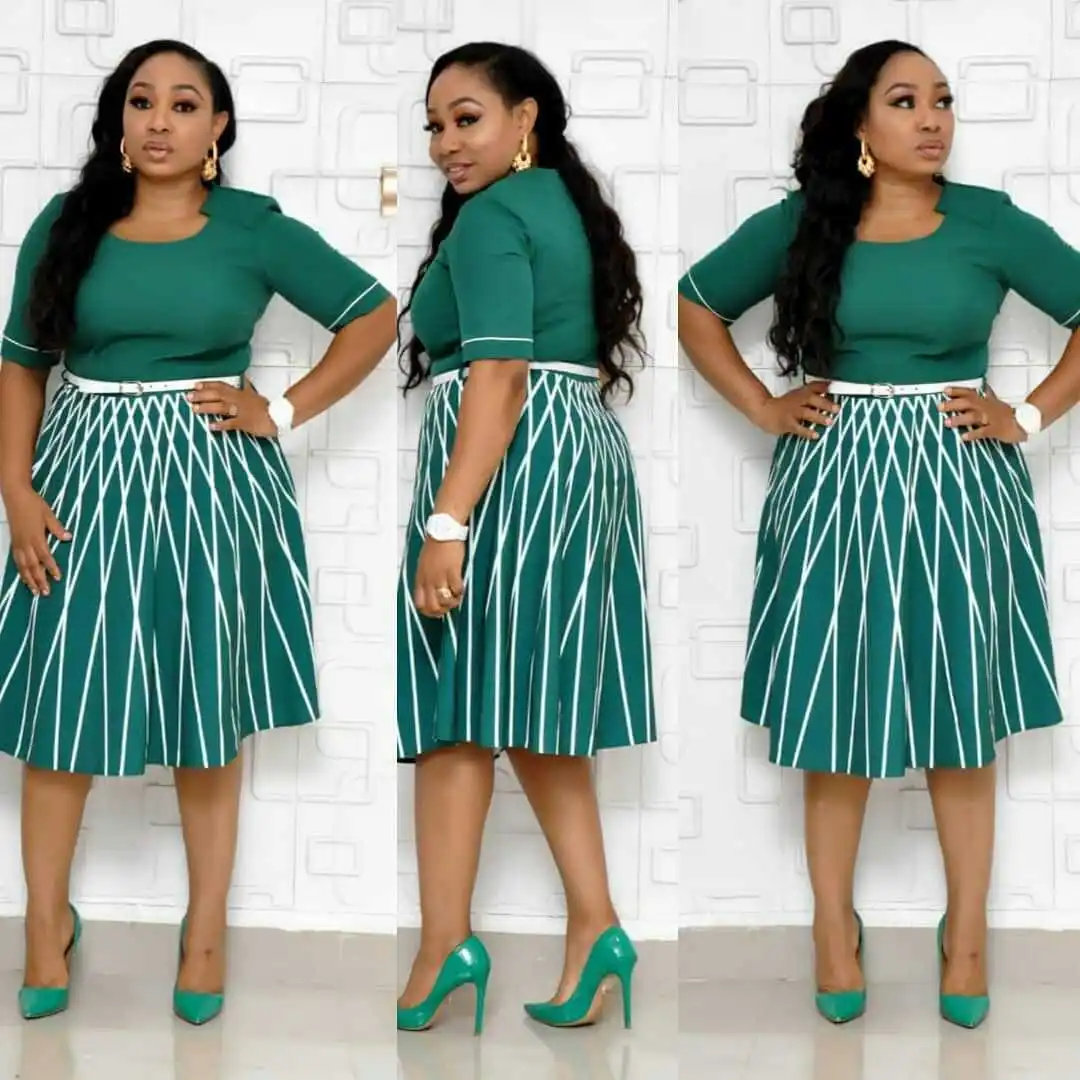 Полосатое Повседневное платье в африканском стиле для женщин офисное стильное