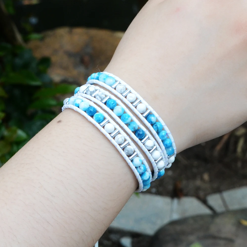 2019 натуральный камень 3 Нити Браслеты для девушек и женщин смешанные бусины из