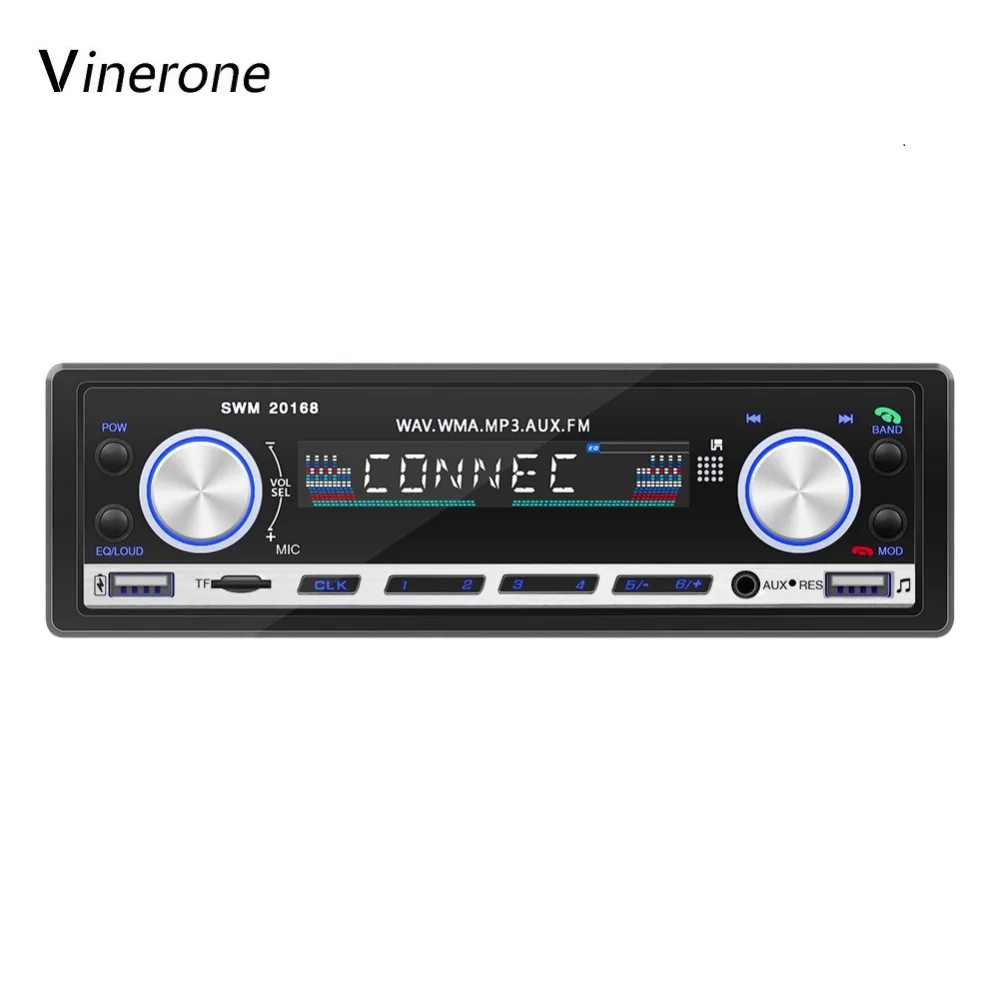 Автомобильный радиоприемник Vinerone, 12 В, Bluetooth, автомобильный Стерео Авторадио в тире, 1 Din, FM, Aux вход, приемник, TF, USB, MP3, WMA плеер