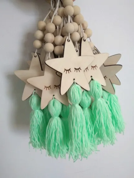 Новинка 2018 лидер продаж деревянные бусины в скандинавском стиле бахрома