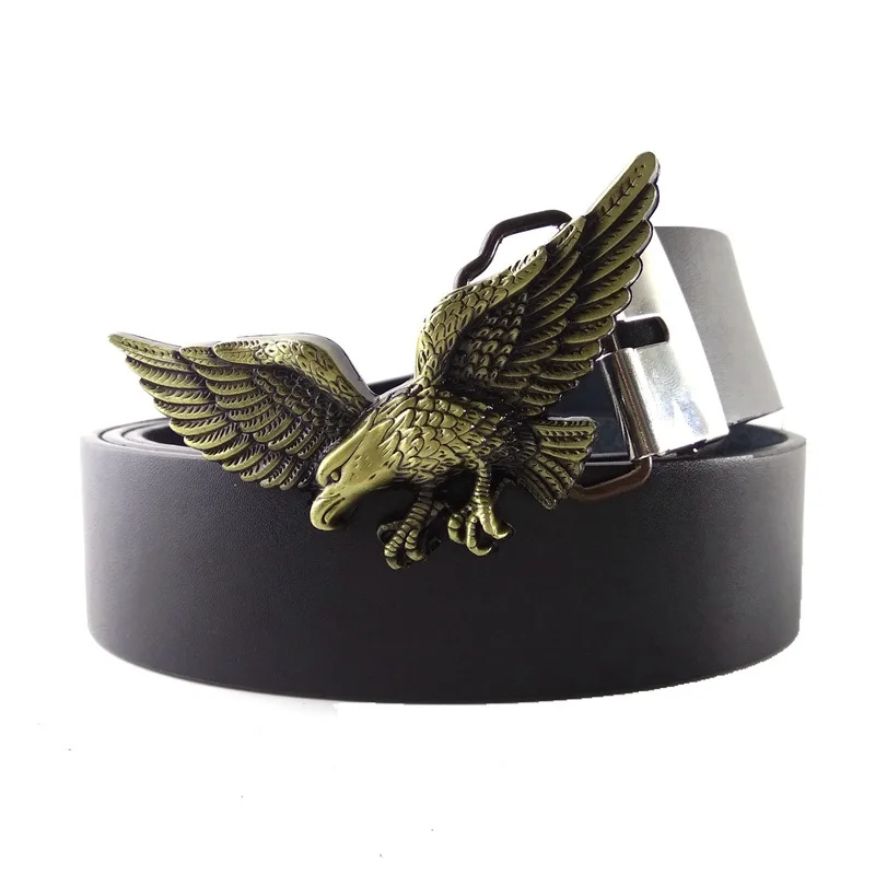 Ремень мужской с 3d-орлом большая металлическая пряжка ковбойский пояс в западном