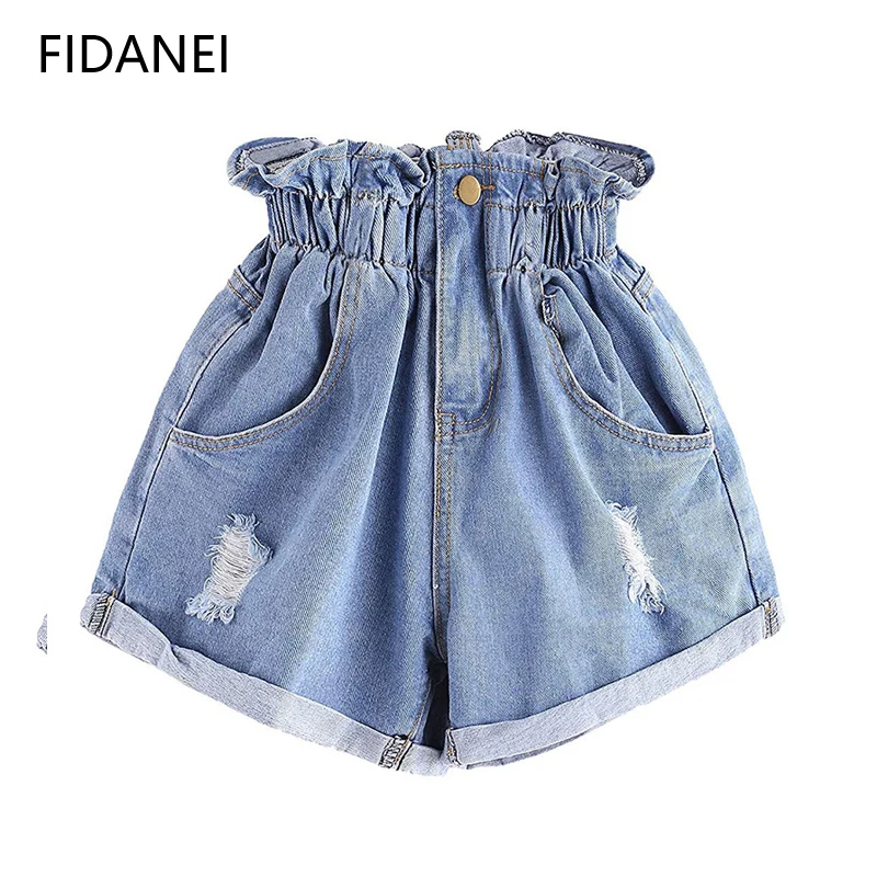 Новинка летние пляжные хлопковые джинсовые шорты модные эластичные с эластичной резинкой на талии светло