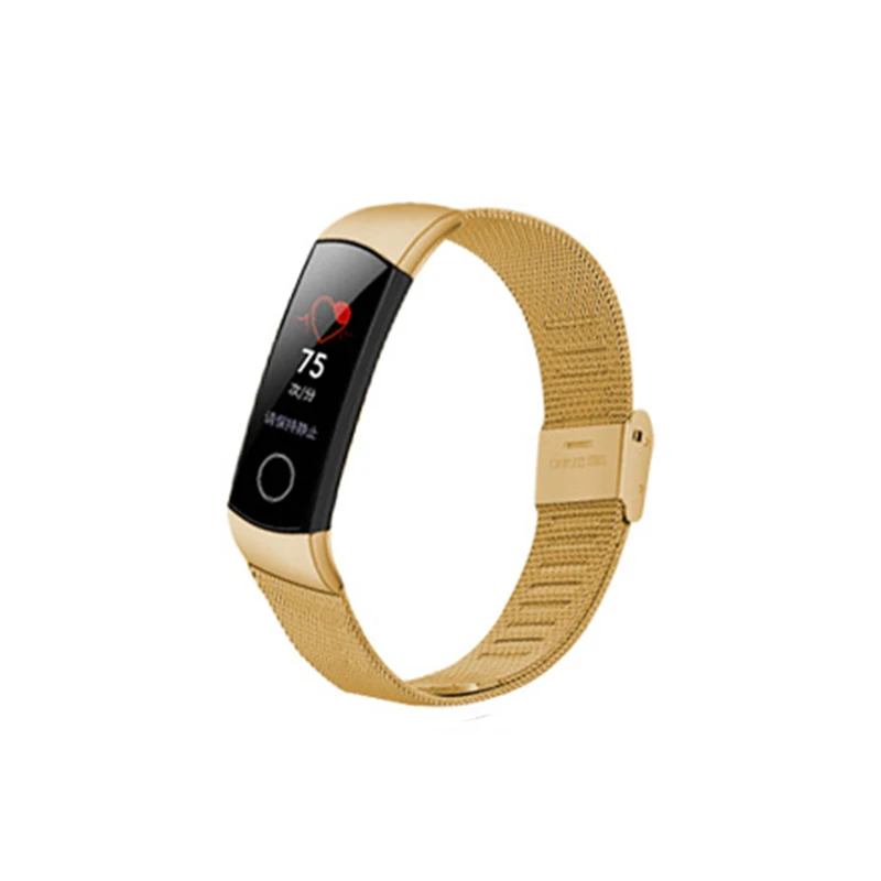 Металлический ремешок для huawei Honor Band 4 5 ремешок умные аксессуары браслет из нержавеющей стали браслет для Honor Band 4 браслет - Цвет: Rose gold Buckle