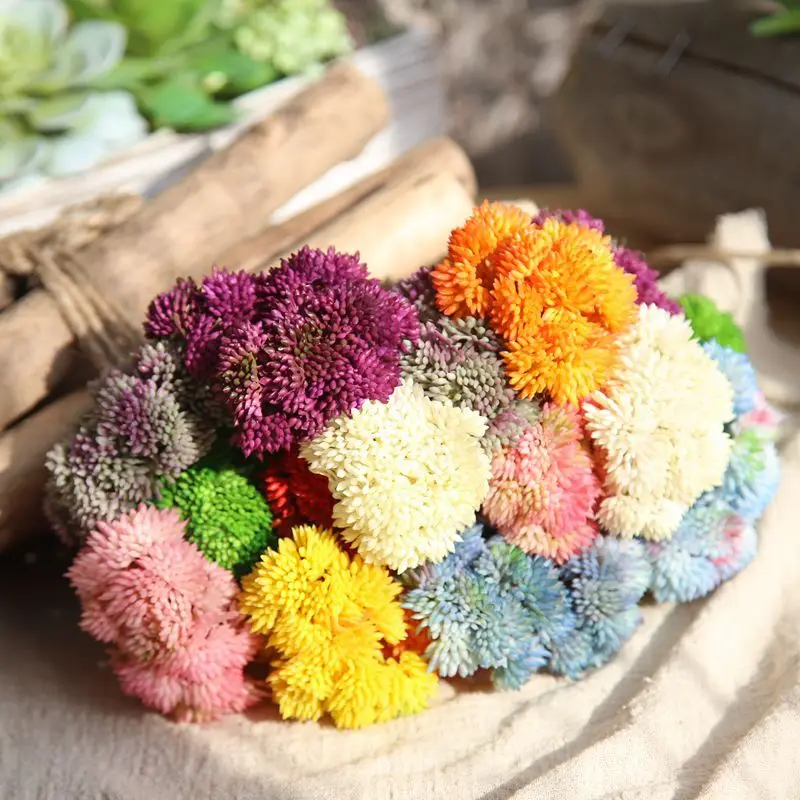 

10pcs/lot simulation flower hydrangea fruit real touch succulent plant handmade accessories christamas decoration green plants