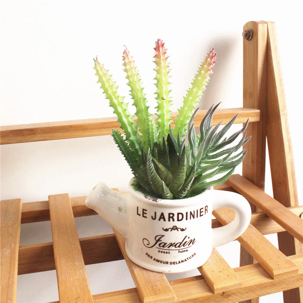 Room Artificial Succulent Pot Tabletop Decor Fake Plant Flower 1pc Mini Simulation PVC Ceramic Creative Ornaments | Дом и сад