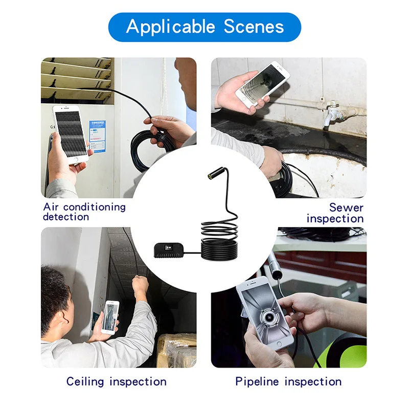 Беспроводной Эндоскоп с автофокусом камера наблюдения Wi-Fi водонепроницаемая