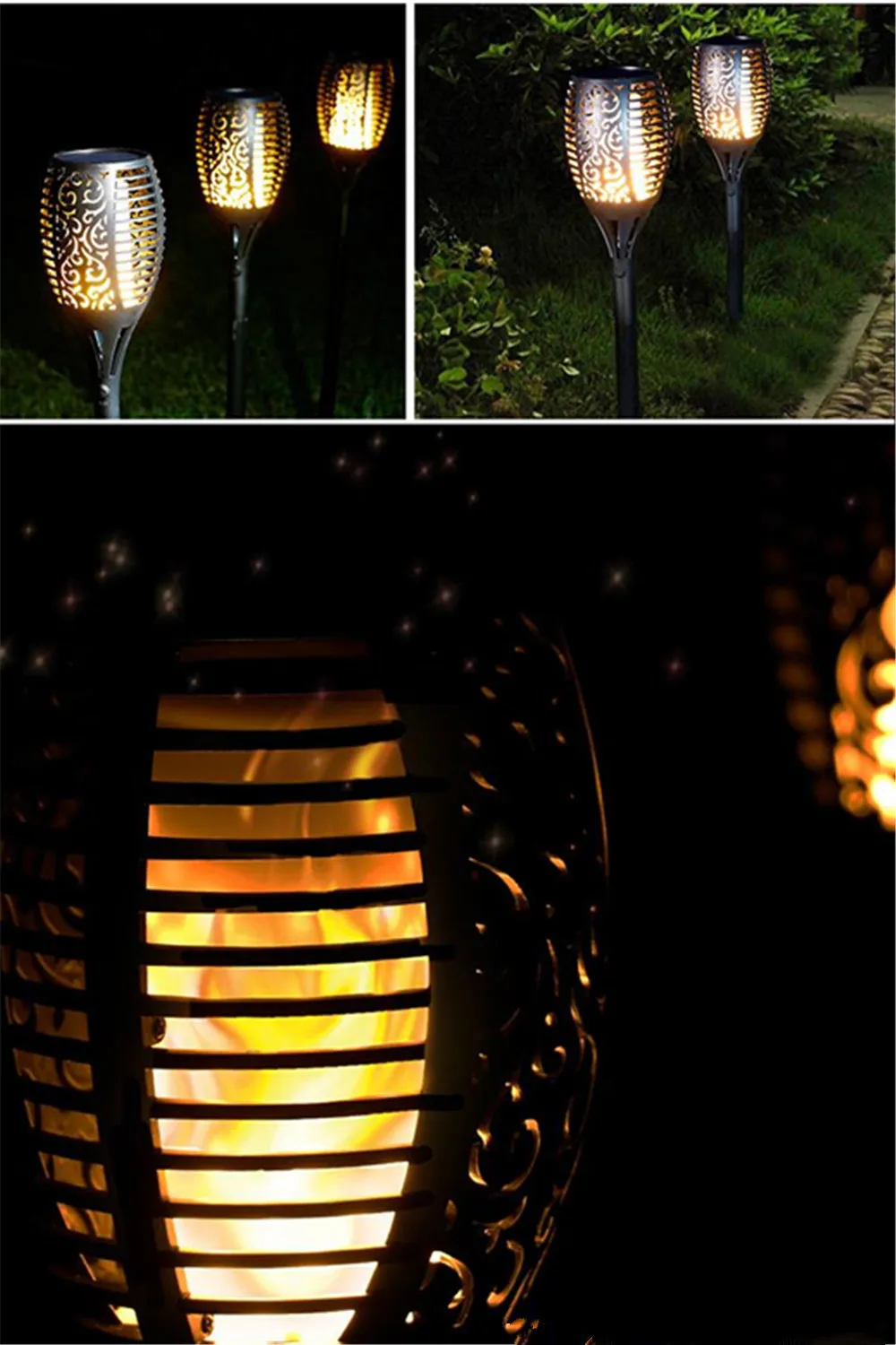 Солнечное освещение 96led пламя фонарь уличная Индукционная лампа Сад Двор вставлен украшение пейзаж