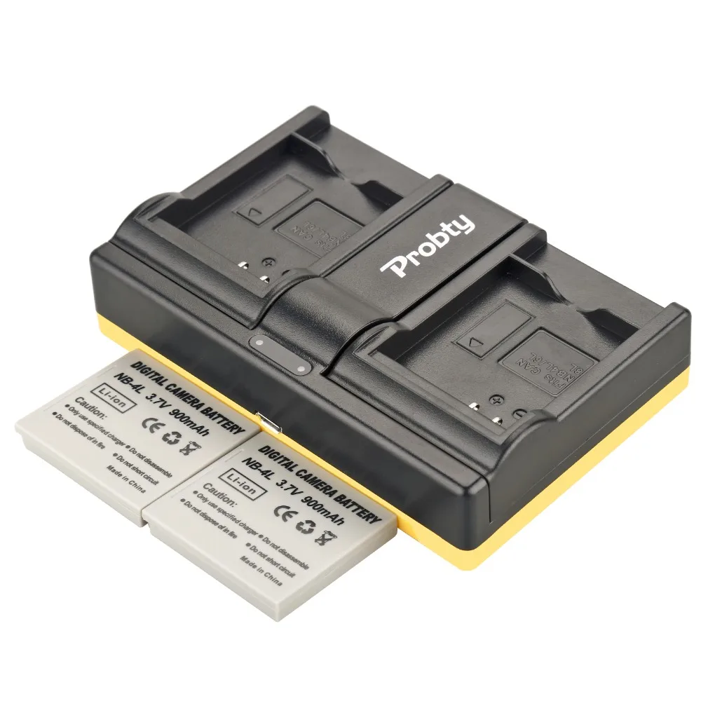 Probty 2 шт. NB-4L NB 4L Камера Батарея + USB Dual Зарядное устройство для Canon IXUS 50 55 60 65 80 75 100 I20