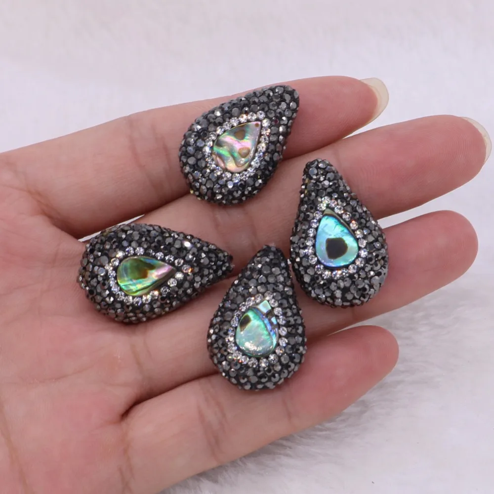 

5 pcs of Drop Stone Beads Abalone Inside Hole Beads Handcrafted Gems Jewelry Finding Jewelry Make Drops of water Every bead