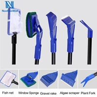 nuonuowell 5in1 aquarium fish tank cleaning kit fish net gravel rake algae scraper tool set
