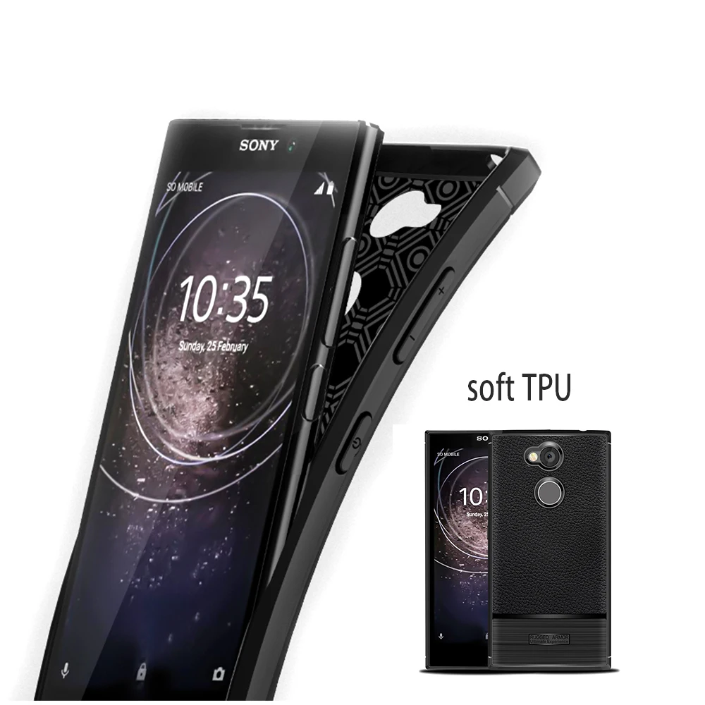 AXBETY coque For Sony Xperia L2 /XA2 Ultra Case Luxury Carbon Fiber Protection Silicon Soft Cover |