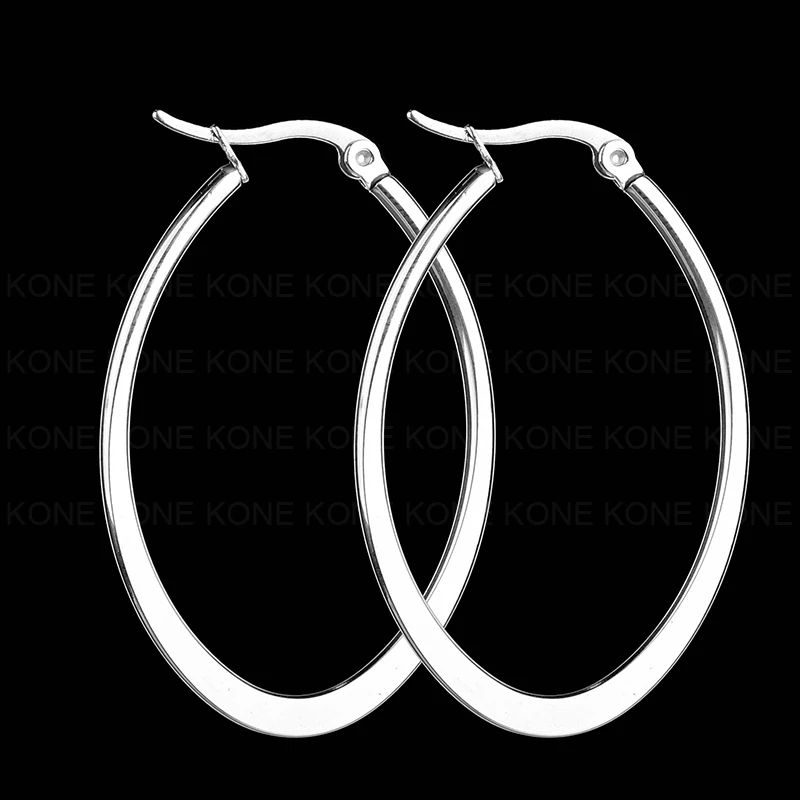 steel color Uzone простой овальные серьги обруча для Для женщин классические петли Нержавеющая сталь серьги ювелирный подарок bijoux femmes 40 мм - Окраска металла: steel color
