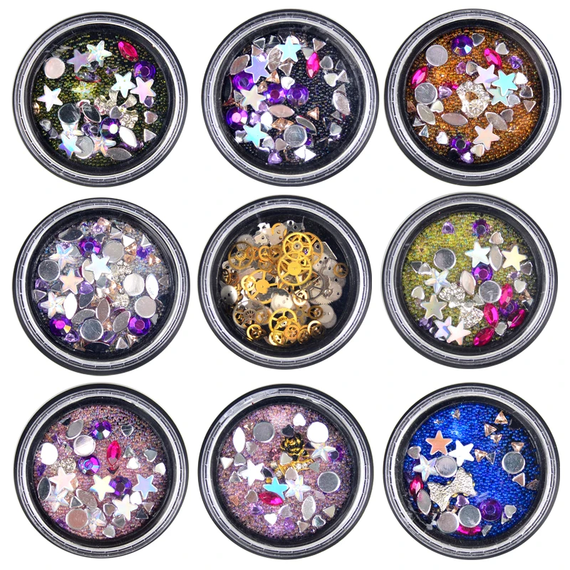 

Manicure Nail Art Decorations Colorful Transparent Mix Size Design Caviar Beads Gel Glue Supplies Studs