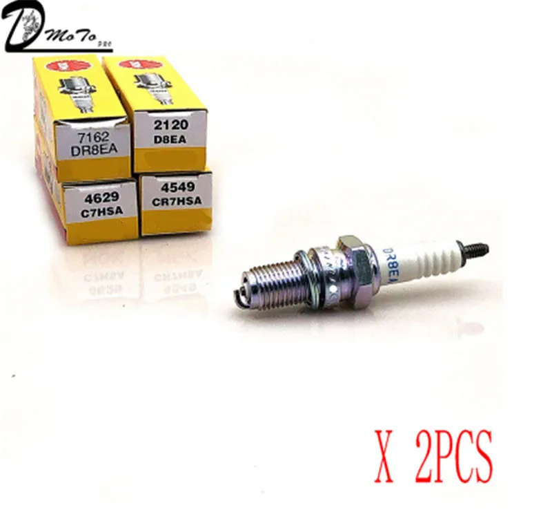 2 шт свечи зажигания CR7SHA#4549 C7HSA#4629 D8EA#2120 DR8EA#7162 для NGK 4 тактный двигатель, Dirt Pit Bike ATV, мотокросс