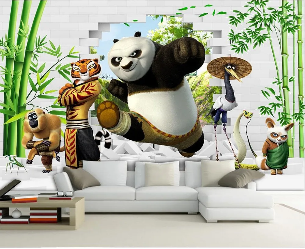 Стереоскопические 3d обои панда мультфильм фон для телевизора гостиной диван