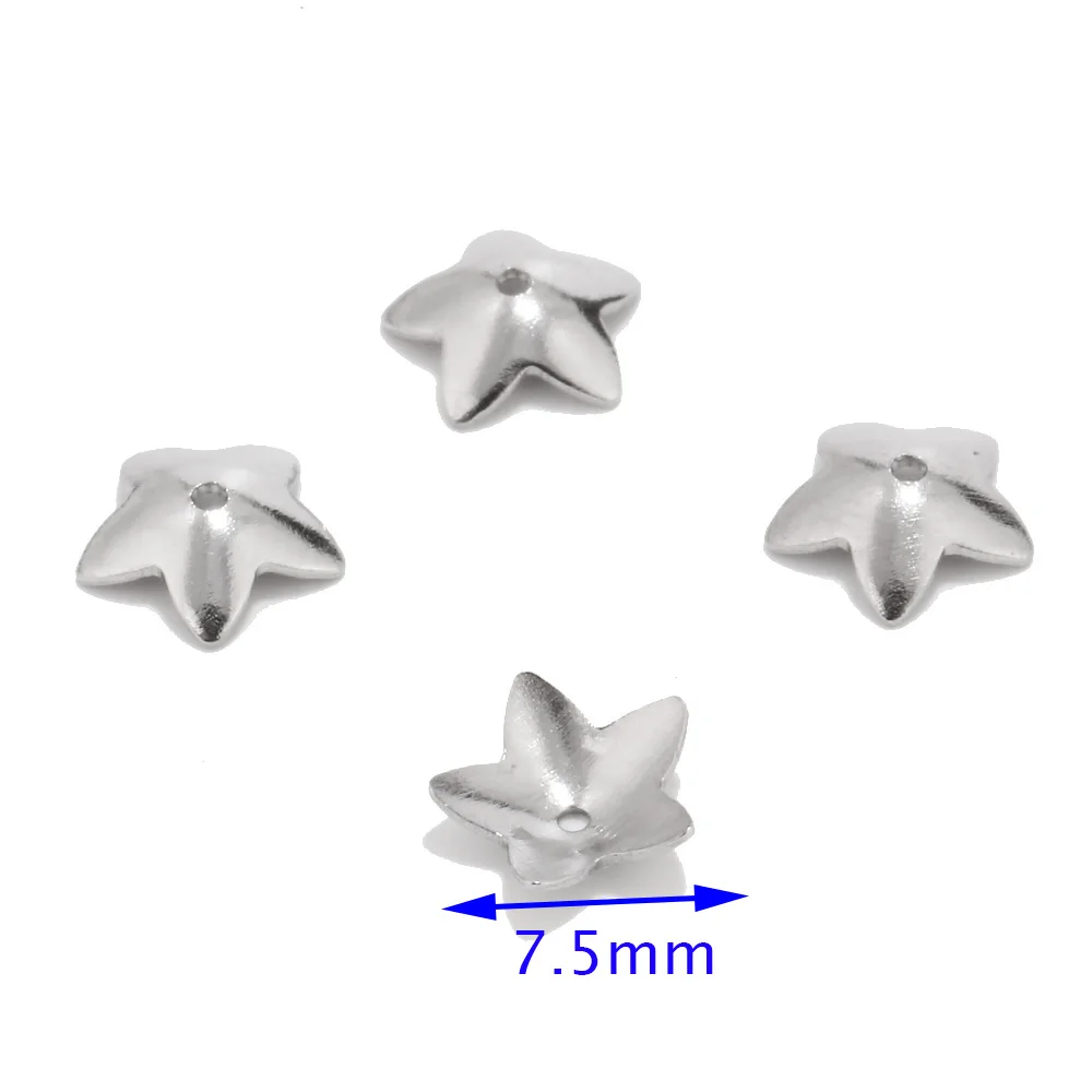 7.5mm 100 шт, нержавеющая сталь, 6 мм/7,5 мм, цветочные бусинки, колпачки, концевые колпачки, аксессуары для рукоделия, фурнитура для изготовления ювелирных изделий - Цвет: 7.5mm