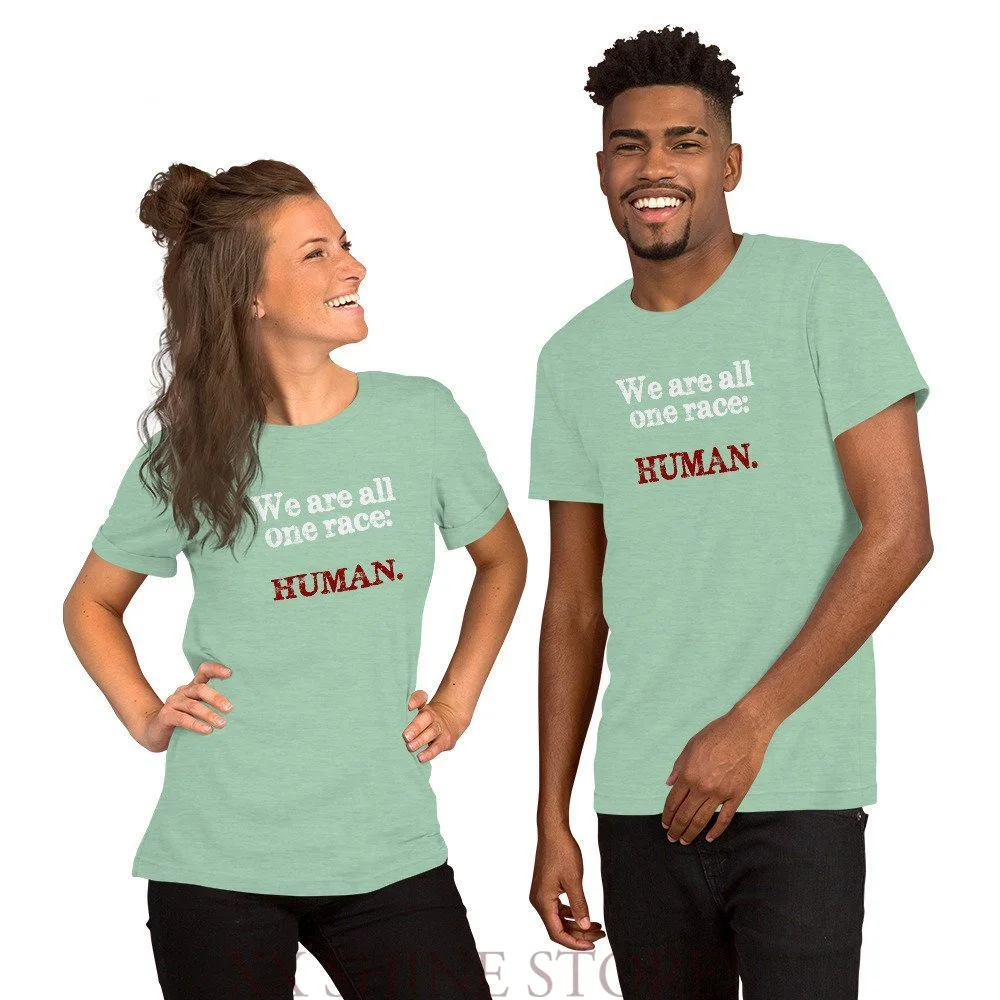 Футболка унисекс с короткими рукавами We Are All One Race мужская или женская рубашка 100%