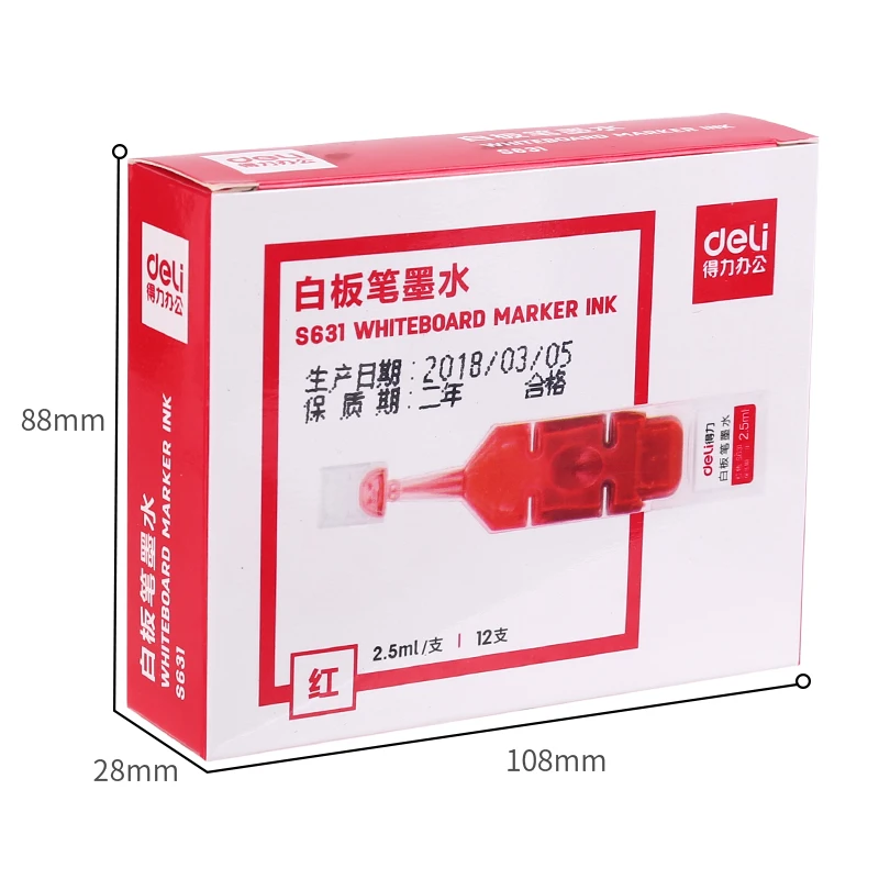 Deli 12 шт./упак. Красная белая доска чернильные маркеры стираемый маркер для белой