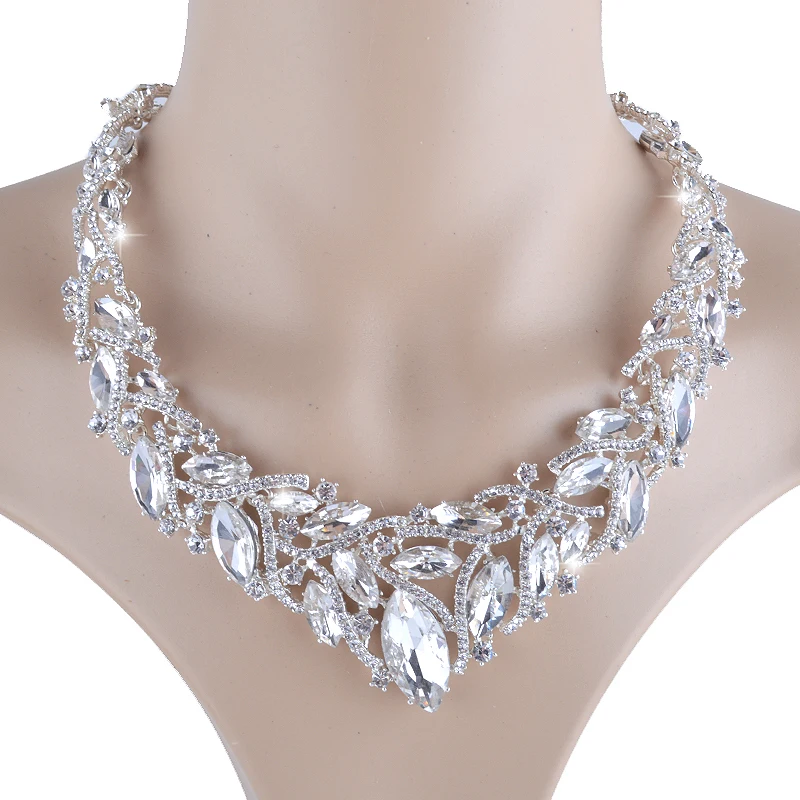 Нежный серебристого цвета Свадебные Ювелирные наборы для невест вечерние